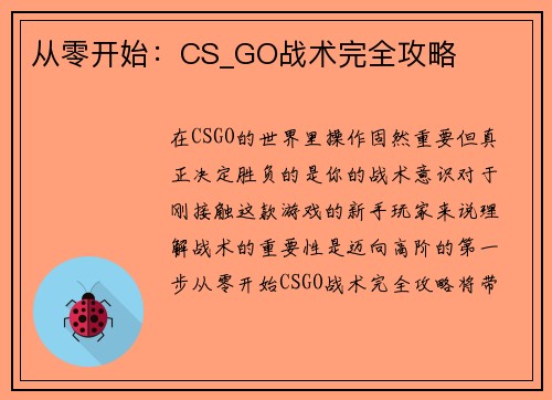 从零开始：CS_GO战术完全攻略